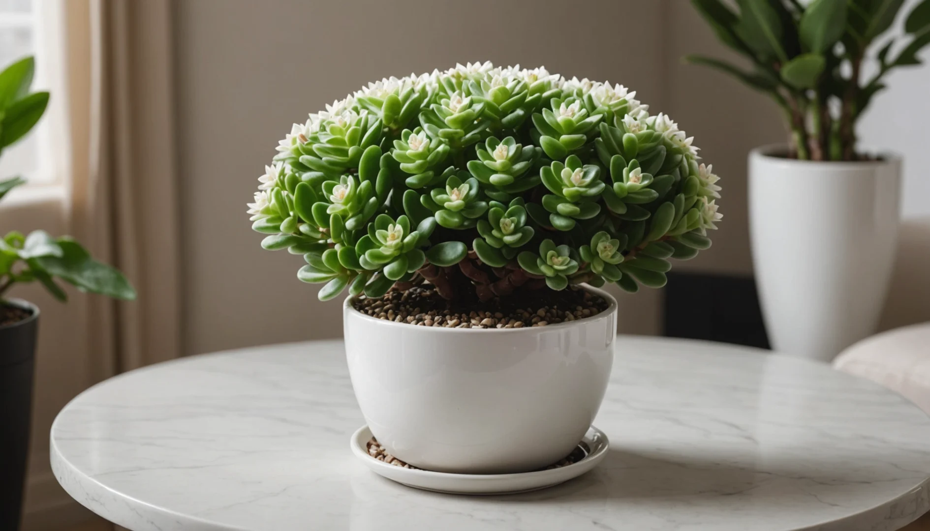 arbre de jade fleuri