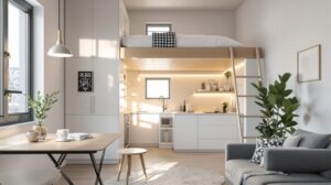 plan studio 15m2 avec mezzanine