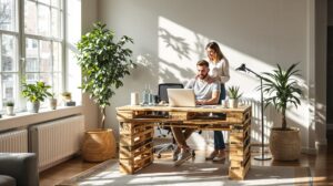 bureau en palettes de bois