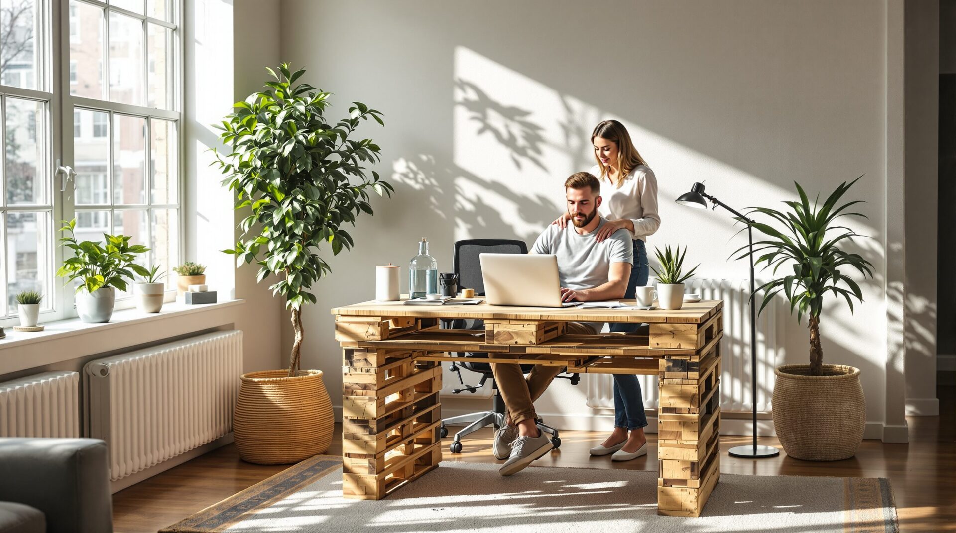 bureau en palettes de bois