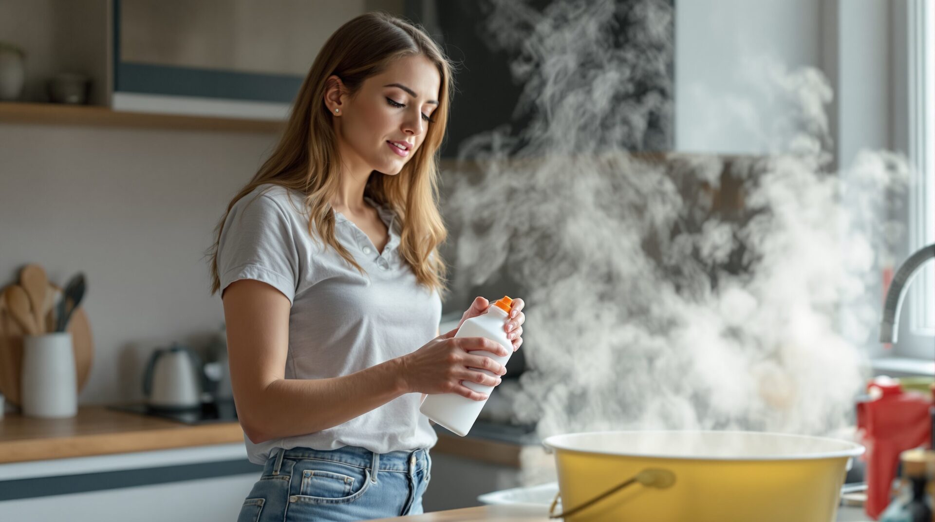 eau de javel et eau chaude