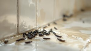 petite larve vers noir d humidité