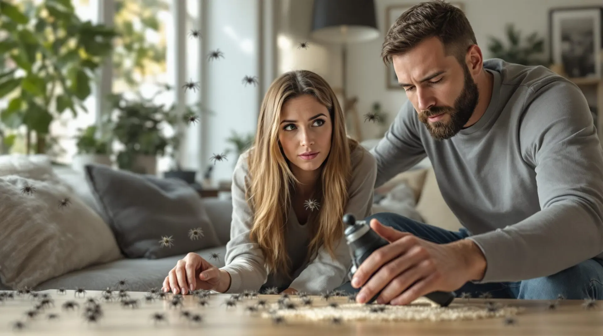 plein de petite araignée dans la maison