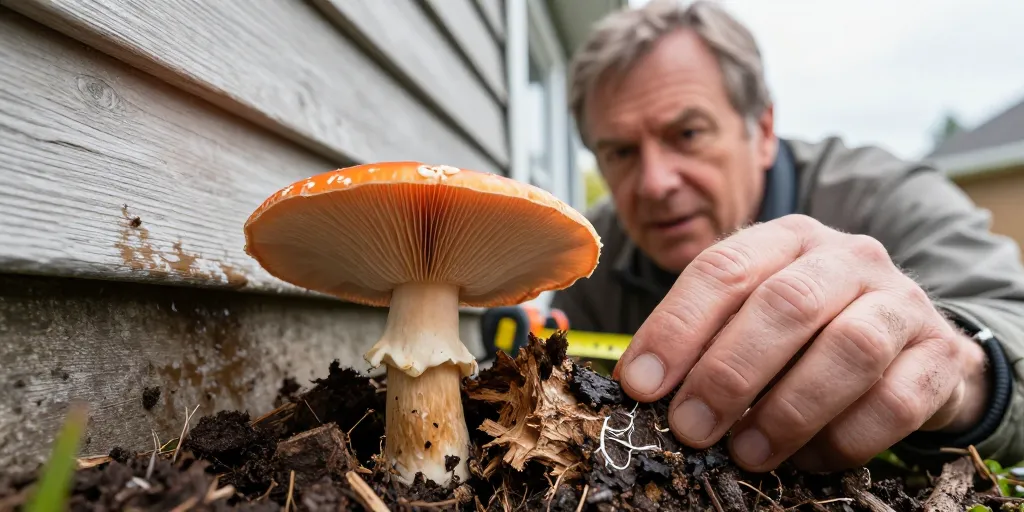champignon orange sur bois mort