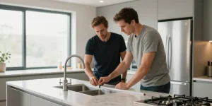 position evier plan de travail