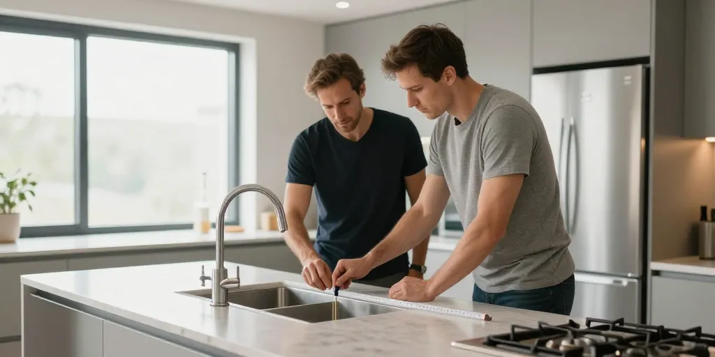 position evier plan de travail