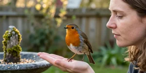 un rouge-gorge dans mon jardin