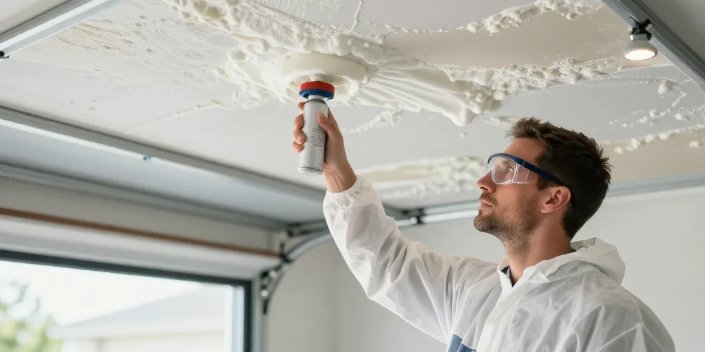mousse polyuréthane projetée plafond